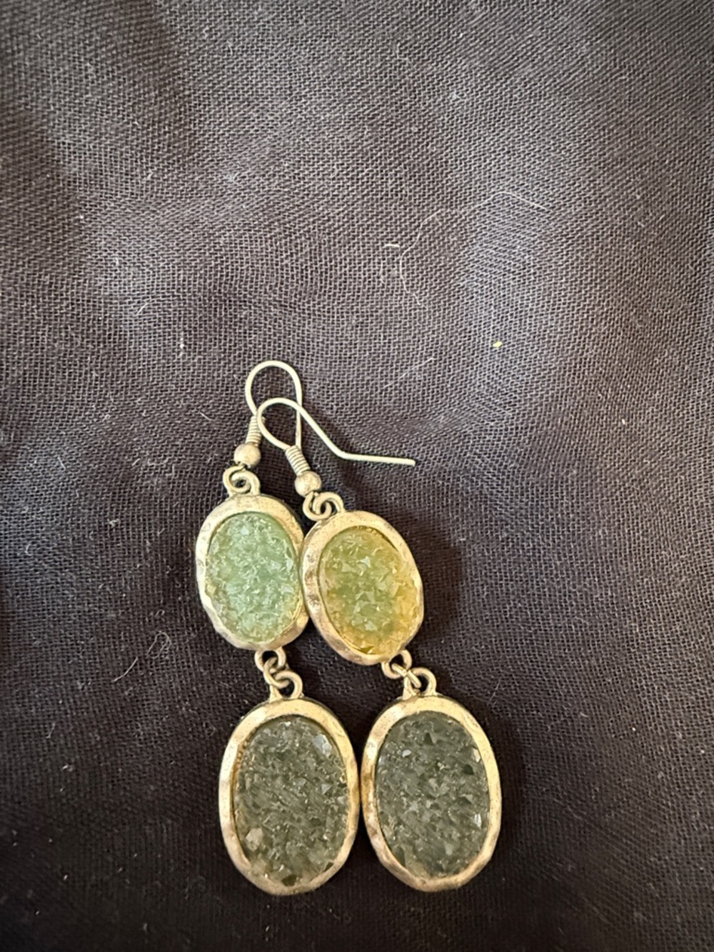 Gold-Tone Green Druzy Drop Earrings - Women Jewelry